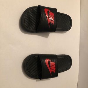 Black & Red Nike Slides.